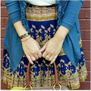 Esme  & Esyllte vintage Anthropologie Recurring Theme Skirt scarf print blue M